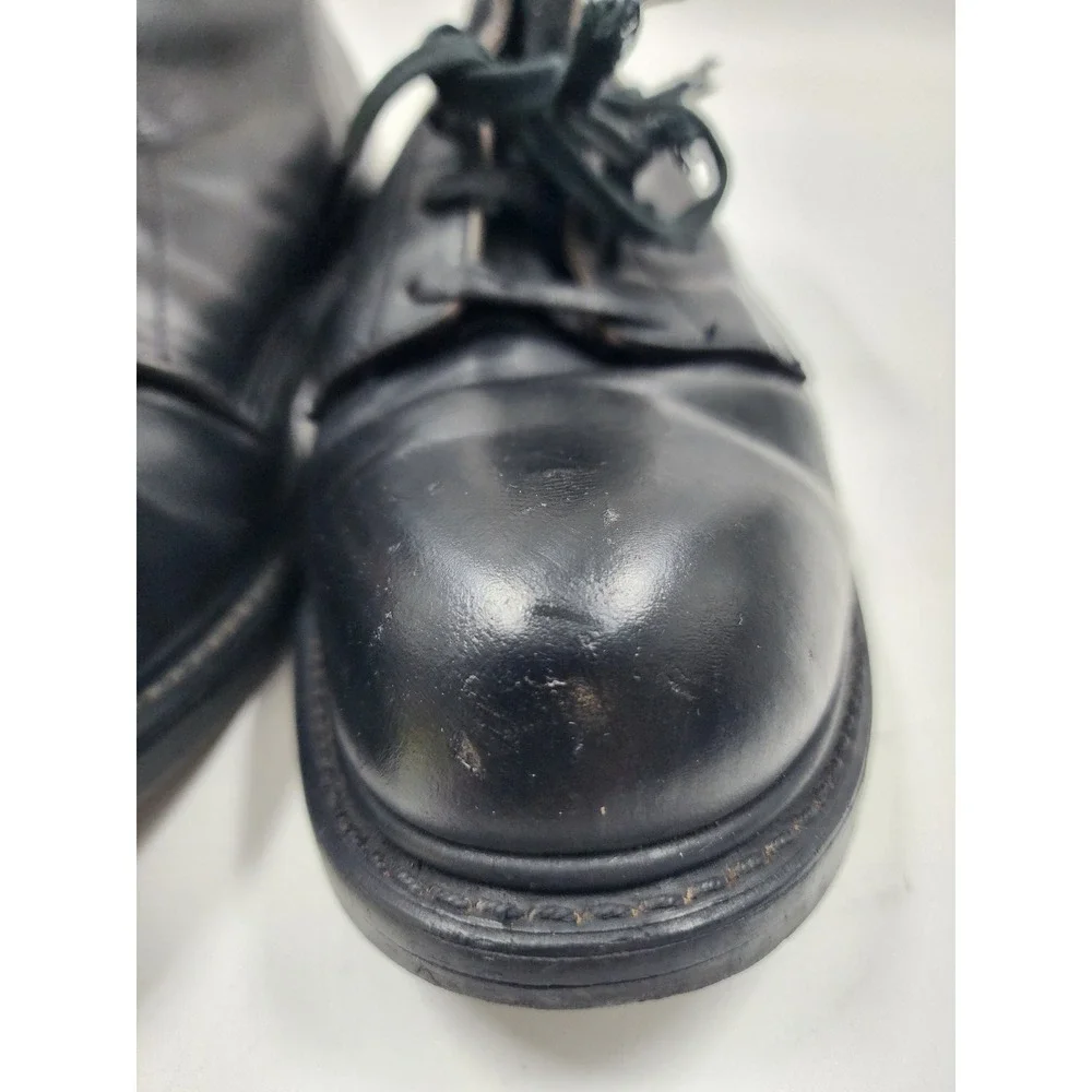 Vintage Black Leather Combat Boots Mens Military Style Vietnam era Ankle Boots